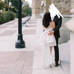 White Sachin & Babi Grace Strapless Back-Bow Mini Dress